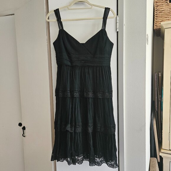 BCBGMaxAzria Black Cocktail Dress 100% Silk Size 10 - Picture 1 of 7